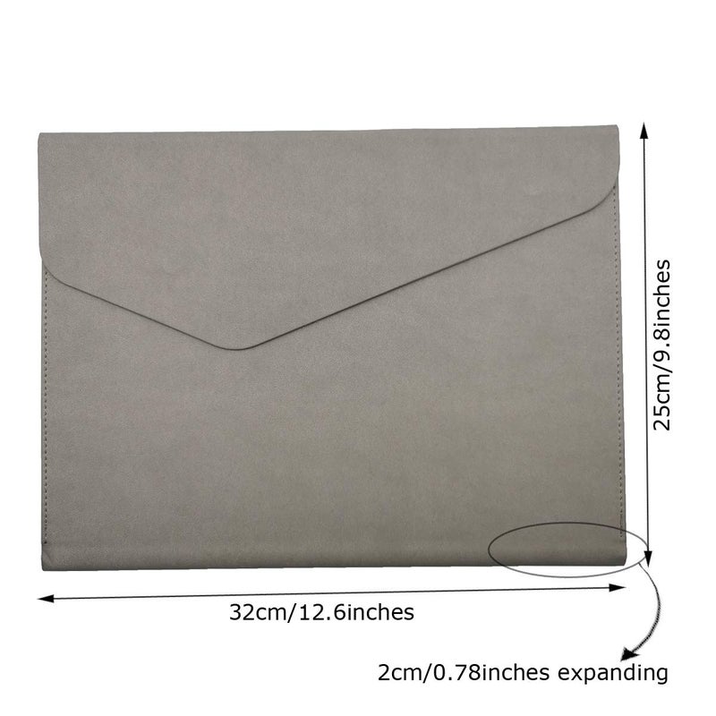 Enyuwlcm PU Leather A4 File Folder Document Holder Waterproof Portfolio Envelope Folder Case with Invisible Magnetic Closure Gray - Image 2